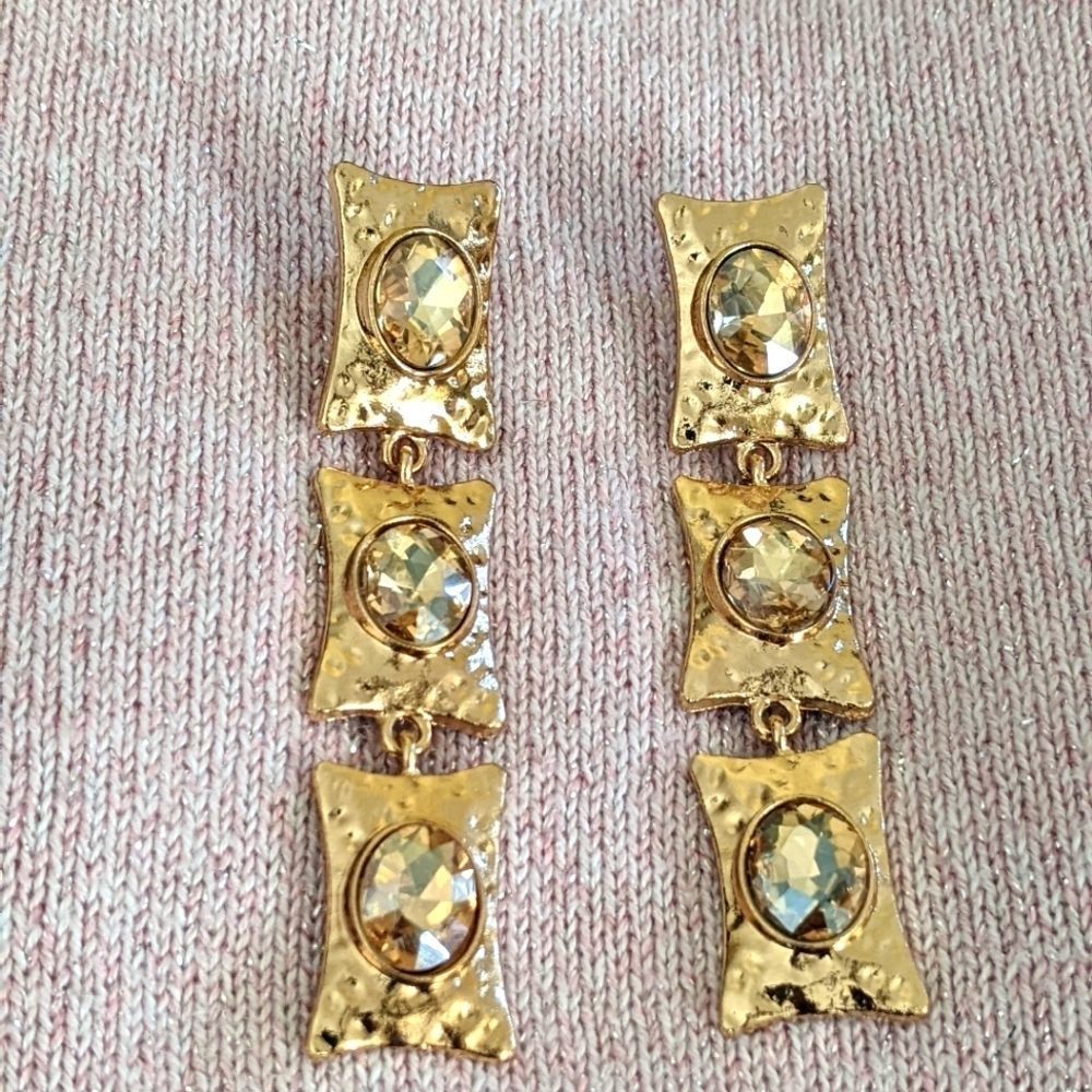 Hammered Goldtone Drop Earrings
